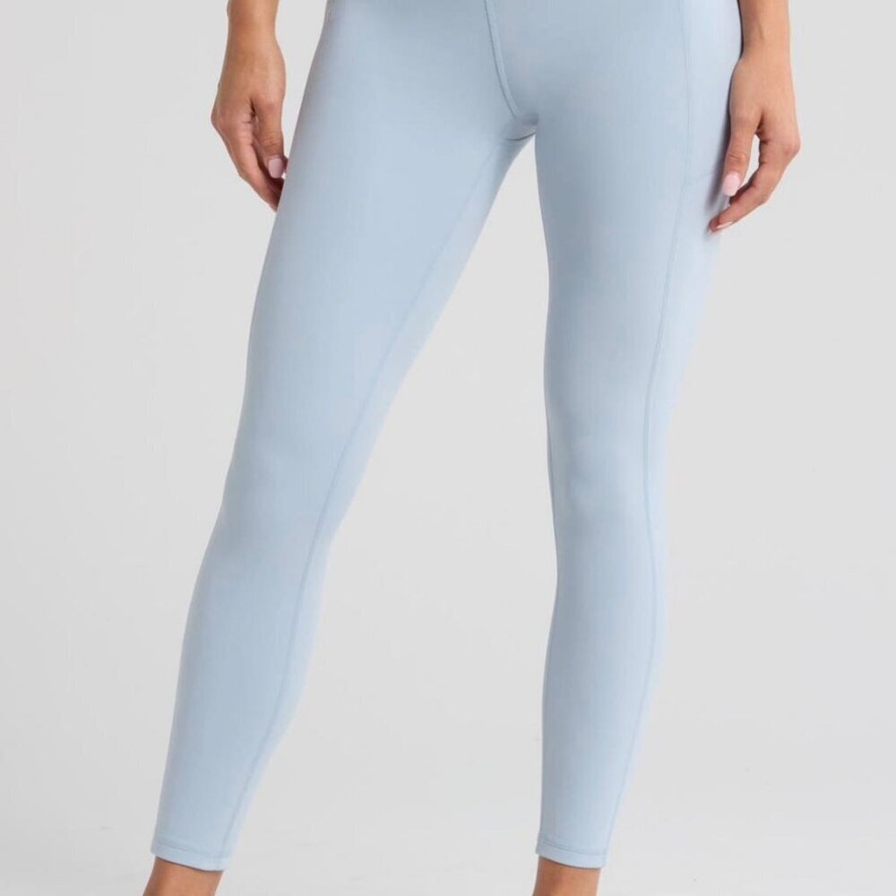 Zella Studio Luxe High-Waist Pocket 7/8 Leggings – Sky Blue – L
